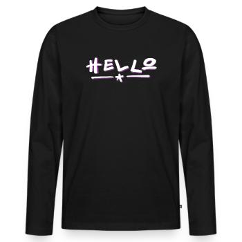 Lettrage Hello avec dégradé de couleurs - T-shirt manches longues Premium bio Homme - noir - Devant - Nico (187cm)
