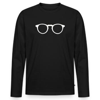 Brille - Männer Premium Bio Langarmshirt - Schwarz - Vorne - Nico (187cm)