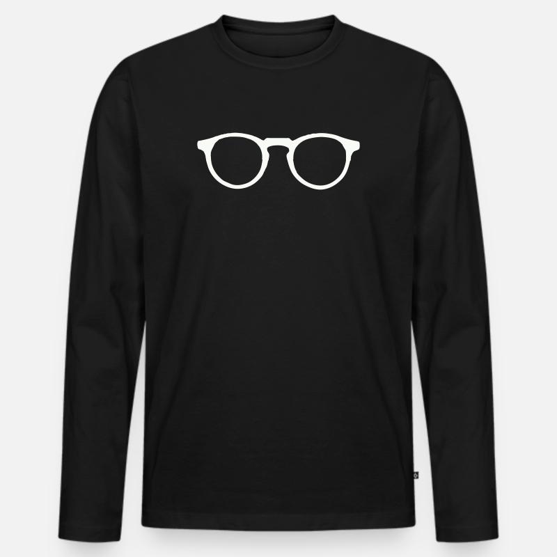Brille - Männer Premium Bio Langarmshirt - Schwarz