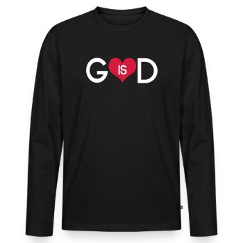 God Is Love Heart - Minimalist Christian Spirit - Men's Premium Organic Long Sleeve Shirt - black - Front - Nico (187cm)