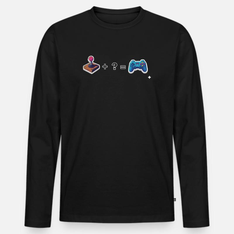 Retro Joystick trifft Gamepad - Männer Premium Bio Langarmshirt - Schwarz