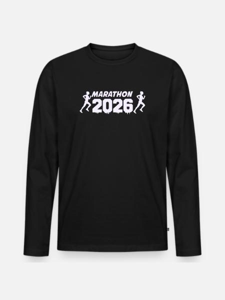 Marathon 2026 Runner Silhouette Design - Men's Premium Organic Long Sleeve Shirt - black