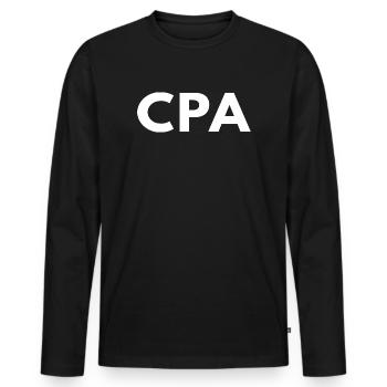 Expert-comptable agréé en finance - T-shirt manches longues Premium bio Homme - noir - Devant - Nico (187cm)