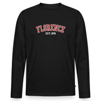 Florence Est. 1976 - Men's Premium Organic Long Sleeve Shirt - black - Front - Nico (187cm)