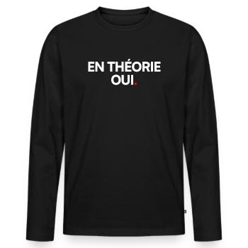 En théorie... - T-shirt manches longues Premium bio Homme - noir - Devant - Nico (187cm)