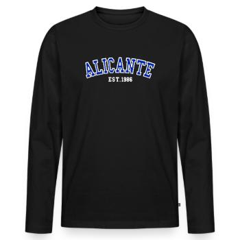 Alicante gegründet 1986 - Männer Premium Bio Langarmshirt - Schwarz - Vorne - Nico (187cm)