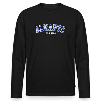 Alicante gegründet 1966 - Männer Premium Bio Langarmshirt - Schwarz - Vorne - Nico (187cm)