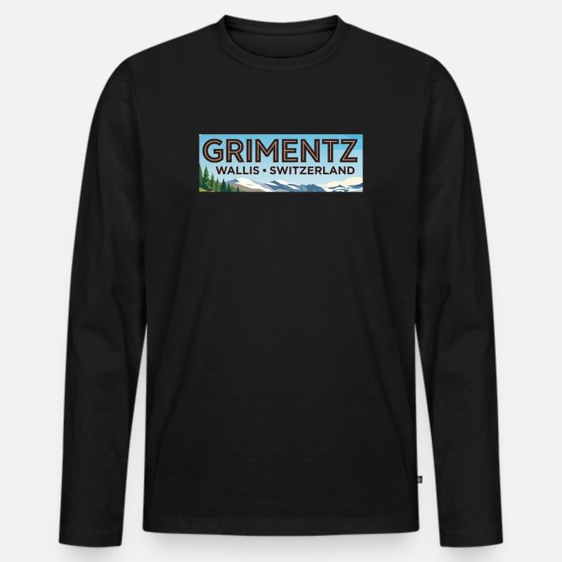 Grimentz Panorama Schweiz - Männer Premium Bio Langarmshirt - Schwarz