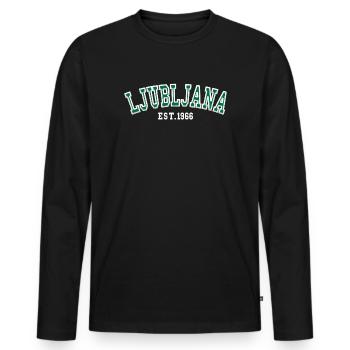 Ljubljana Fondée en 1966 - T-shirt manches longues Premium bio Homme - noir - Devant - Nico (187cm)