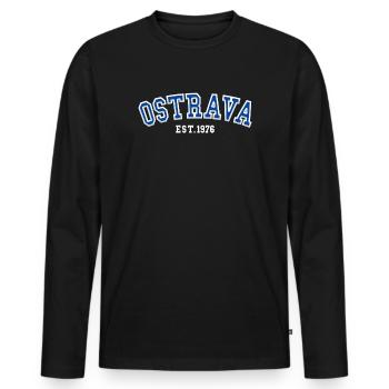 Ostrava Est. 1976 - Men's Premium Organic Long Sleeve Shirt - black - Front - Nico (187cm)