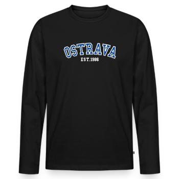 Ostrava Est. 1986 - Men's Premium Organic Long Sleeve Shirt - black - Front - Nico (187cm)