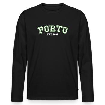 Porto Est. 2006 - Men's Premium Organic Long Sleeve Shirt - black - Front - Nico (187cm)
