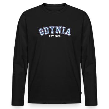 Gdynia gegründet 2006 - Männer Premium Bio Langarmshirt - Schwarz - Vorne - Nico (187cm)
