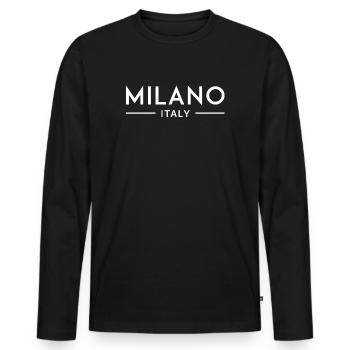 Milano, Italie - T-shirt manches longues Premium bio Homme - noir - Devant - Nico (187cm)