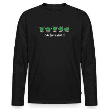 Give Peas a Chance! (dark) - Men's Premium Organic Long Sleeve Shirt - black - Front - Nico (187cm)