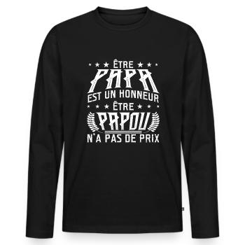 Être Papou N'a Pas De Sans Prix - T-shirt manches longues Premium bio Homme - noir - Devant - Nico (187cm)