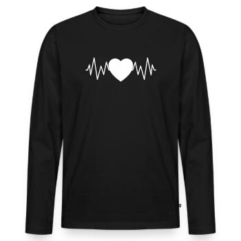 White heart rhythm - Men's Premium Organic Long Sleeve Shirt - black - Front - Nico (187cm)