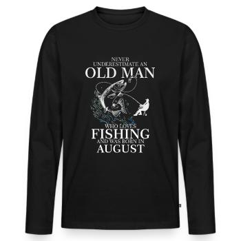 Geburtstag Angler Shirt alter Mann August geboren - Männer Premium Bio Langarmshirt - Schwarz - Vorne - Nico (187cm)