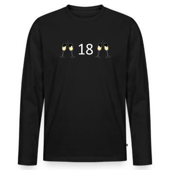 18th Birthday 18 Years Anniversary 18 Number 18 White - Men's Premium Organic Long Sleeve Shirt - black - Front - Nico (187cm)