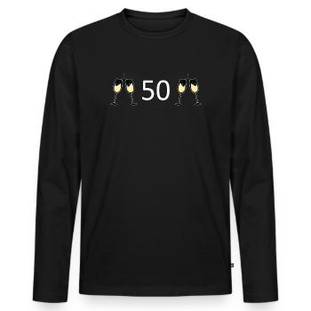 50e anniversaire 50 ans 50 Numéro 50 Blanc - T-shirt manches longues Premium bio Homme - noir - Devant - Nico (187cm)