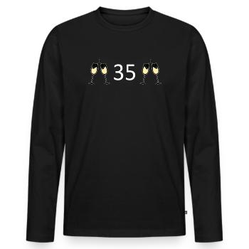 35th Birthday 35 Years Anniversary Number 35 White - Men's Premium Organic Long Sleeve Shirt - black - Front - Nico (187cm)