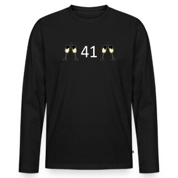41st Birthday 41 Years Anniversary 41 Years Number 41 - Men's Premium Organic Long Sleeve Shirt - black - Front - Nico (187cm)