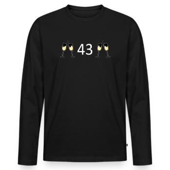 43e anniversaire 43 ans 43 ans numéro 43 - T-shirt manches longues Premium bio Homme - noir - Devant - Nico (187cm)