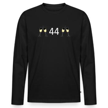 44e anniversaire 44 ans 44 ans numéro 44 - T-shirt manches longues Premium bio Homme - noir - Devant - Nico (187cm)