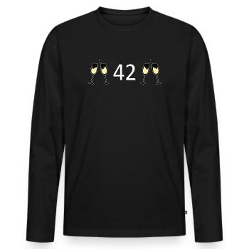 42nd Birthday 42 Years Anniversary 42 Years Number 42 - Men's Premium Organic Long Sleeve Shirt - black - Front - Nico (187cm)