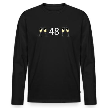 48e anniversaire 48 ans 48 ans numéro 48 - T-shirt manches longues Premium bio Homme - noir - Devant - Nico (187cm)