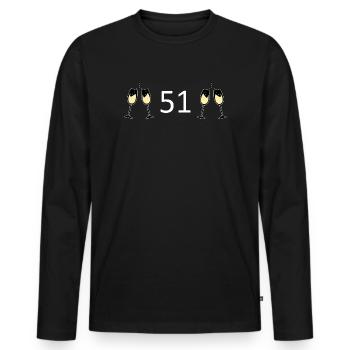 51e anniversaire 51 ans 51 numéro 51 blanc - T-shirt manches longues Premium bio Homme - noir - Devant - Nico (187cm)