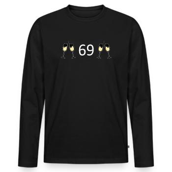 69th Birthday 69 Years Jubilee 69 Number 69 - Men's Premium Organic Long Sleeve Shirt - black - Front - Nico (187cm)