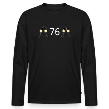 76.Geburtstag 76 Jahre Jubiläum 76 Zahl 76 weiß - Männer Premium Bio Langarmshirt - Schwarz - Vorne - Nico (187cm)