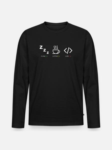 Code Kaffee Schlaf Trio - Männer Premium Bio Langarmshirt - Schwarz