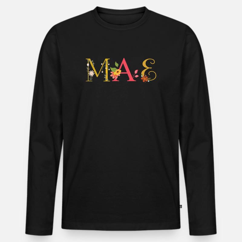 MAE Name mit Blumen geschmückt - Männer Premium Bio Langarmshirt - Schwarz