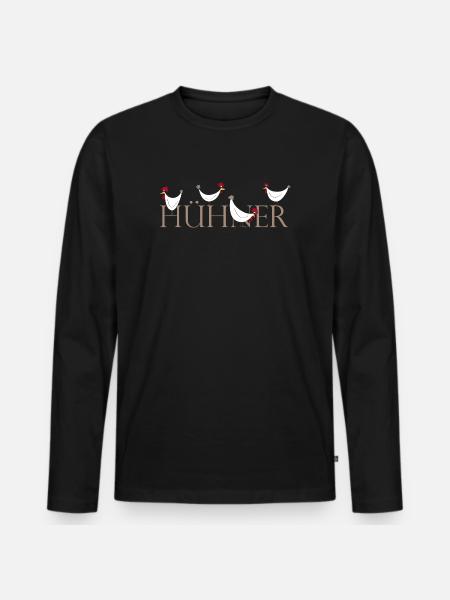 Lustige Hühner-Illustration auf Keramik - Männer Premium Bio Langarmshirt - Schwarz