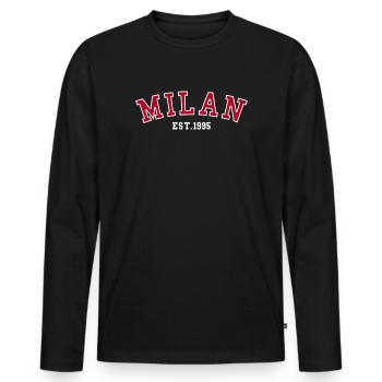 Milan_Est_1995 - Men's Premium Organic Long Sleeve Shirt - black - Front - Nico (187cm)
