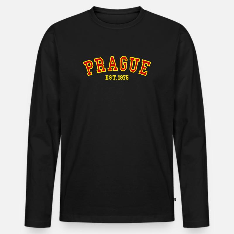 Prague_Est_1975 - Männer Premium Bio Langarmshirt - Schwarz