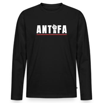 Protestation antifa, déclaration antifasciste - T-shirt manches longues Premium bio Homme - noir - Devant - Nico (187cm)