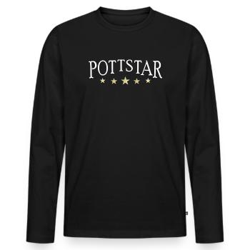 Pottstar, star from the Ruhr area or at the cooking pot - Men's Premium Organic Long Sleeve Shirt - black - Front - Nico (187cm)