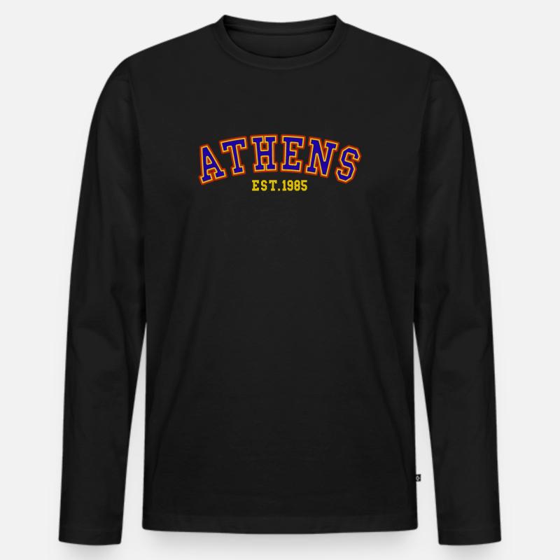 Athen Est.1985 - Männer Premium Bio Langarmshirt - Schwarz