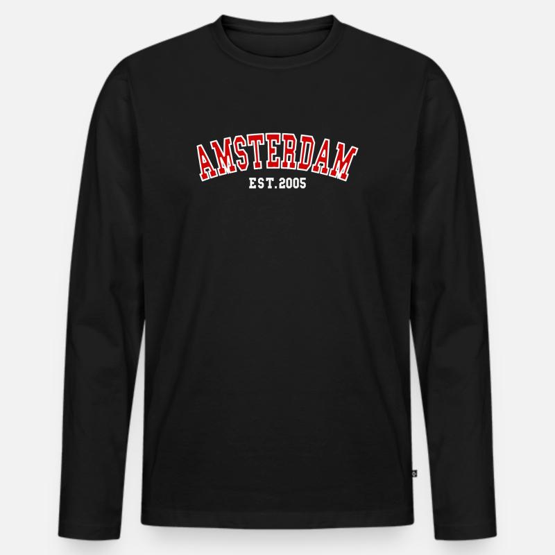 Amsterdam Est.2005 - Männer Premium Bio Langarmshirt - Schwarz