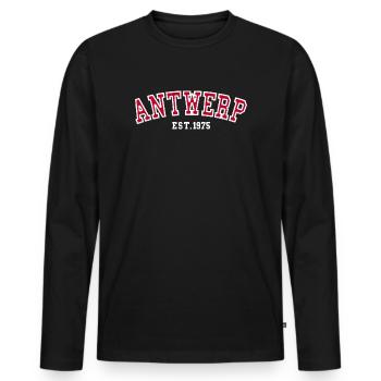 Antwerp Est. 1975 - Men's Premium Organic Long Sleeve Shirt - black - Front - Nico (187cm)