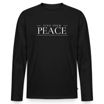 Meditation & Peace - Finde deine inneren Frieden - Männer Premium Bio Langarmshirt - Schwarz - Vorne - Nico (187cm)