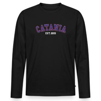 Catania gegründet 2005 - Männer Premium Bio Langarmshirt - Schwarz - Vorne - Nico (187cm)