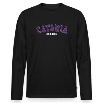 Catania gegründet 1965 - Männer Premium Bio Langarmshirt - Schwarz - Vorne - Nico (187cm)