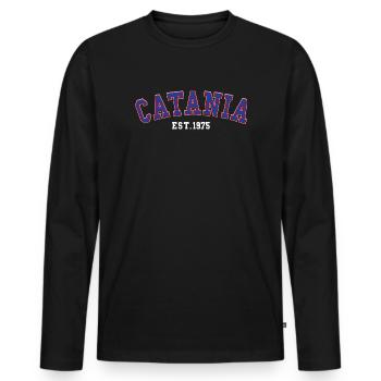 Catania Est. 1975 - Men's Premium Organic Long Sleeve Shirt - black - Front - Nico (187cm)