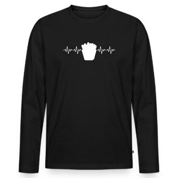 Frites Frites Frites Frites Frites ECG Rythme cardiaque - T-shirt manches longues Premium bio Homme - noir - Devant - Nico (187cm)