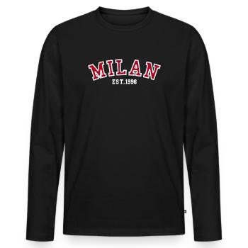 Milan Est. 1996 - Men's Premium Organic Long Sleeve Shirt - black - Front - Nico (187cm)