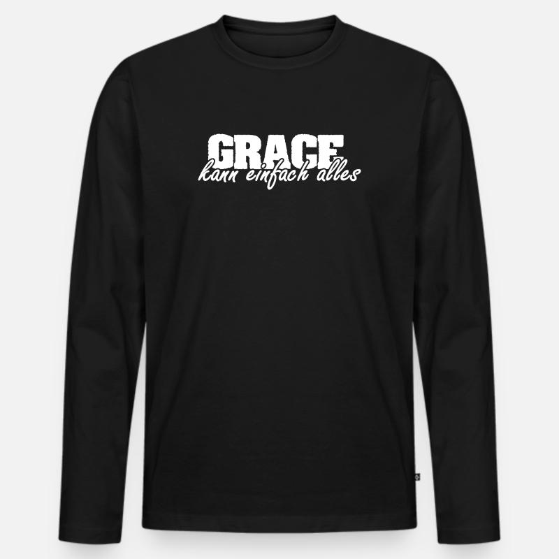 Spruch Grace - Männer Premium Bio Langarmshirt - Schwarz